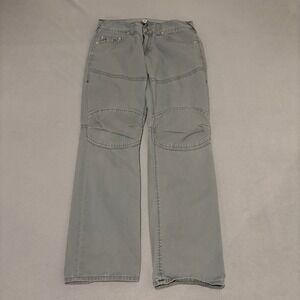 True Religion Mens Grey Moto Knee Panel Straight Leg Pants Size 34 Casual Fall